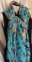 Foulard Papillons bleu turquoise